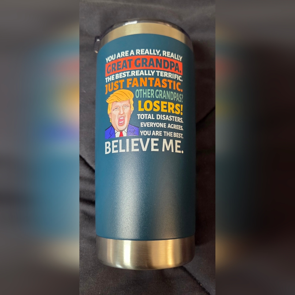 Teal Insulated Tumbler with Humorous Grandpa Design